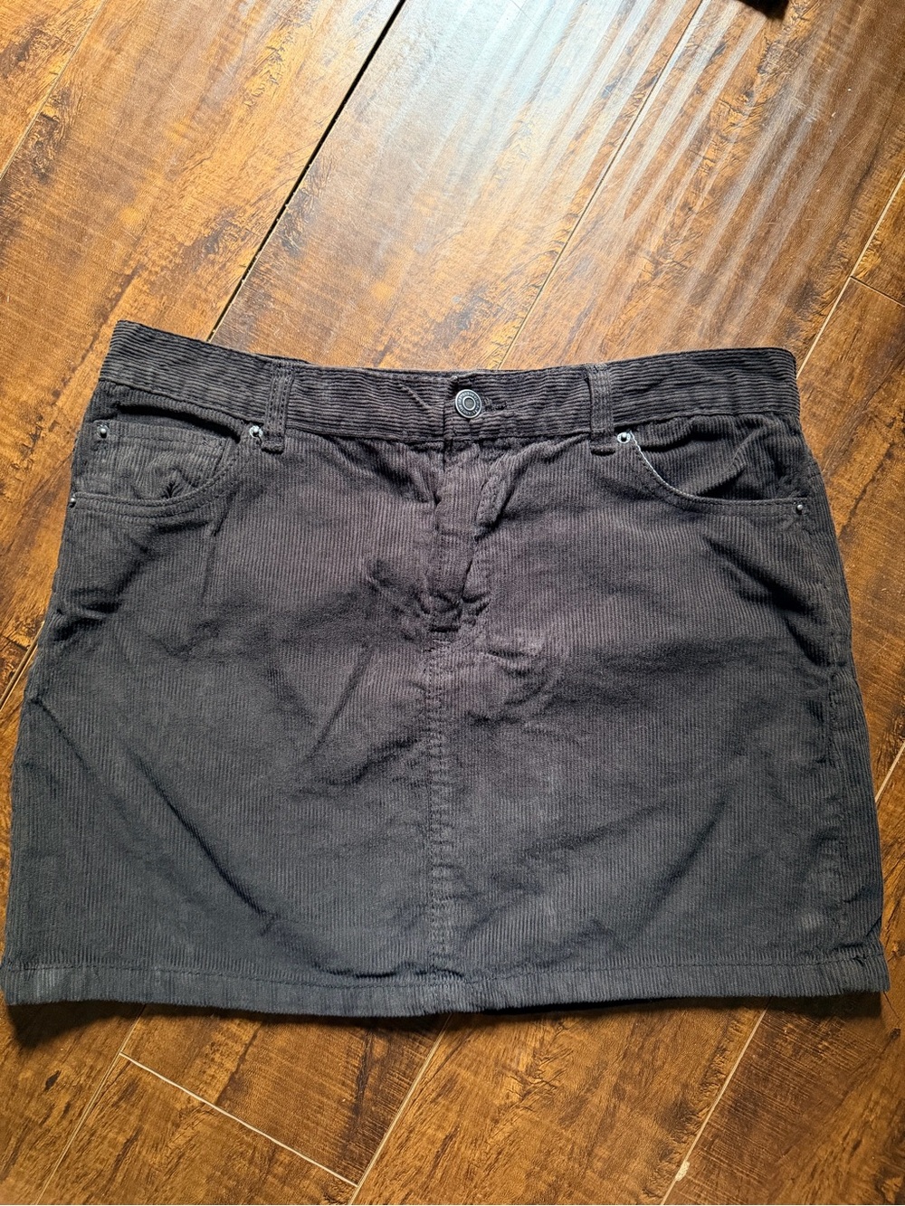 Kensie Dark Charcoal Corduroy Mini Skirt